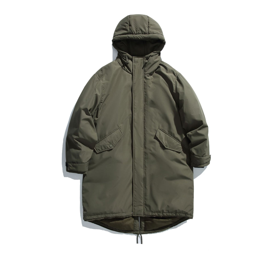 Men's Long Insulated Functional Parka with Stand-Up Collar and Drawstring Hem Mune Fashion