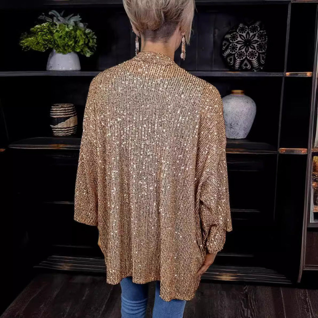 Women Glamorous Cardigan with Sequins and Loose Fit Mune