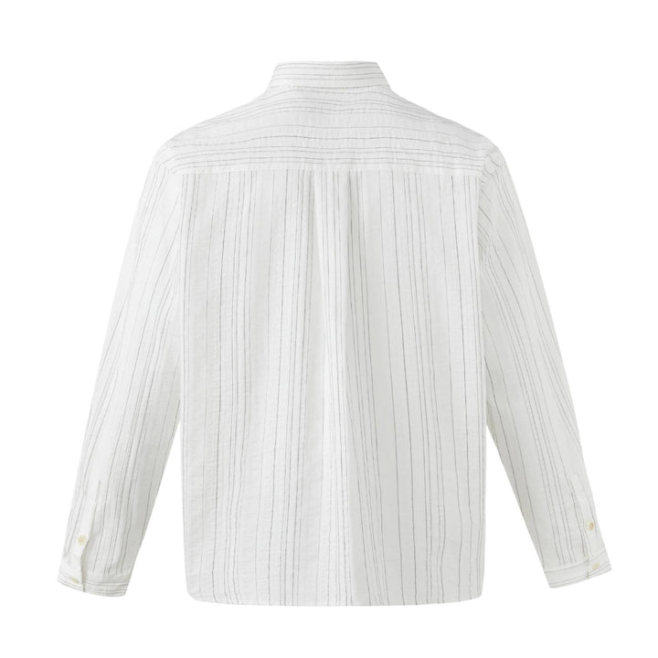 Men's Lightweight Linen-Cotton Shirt with Fine Stripes and Kent Collar Mune Fashion