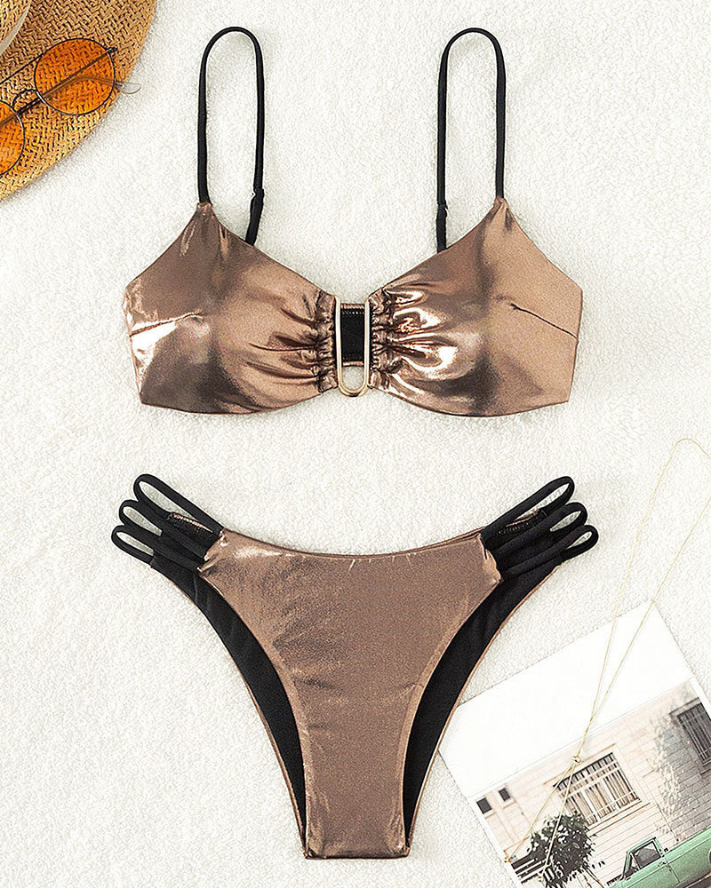 Women High Gloss Bikini with Refined Knot Design Mune Fashion