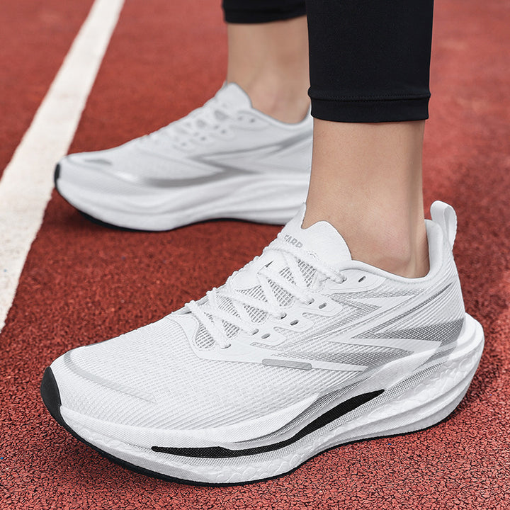 Unisex dynamic road running shoes with curved rocker midsole, reactive EVA cushioning and breathable knitted upper material Mune Fashion