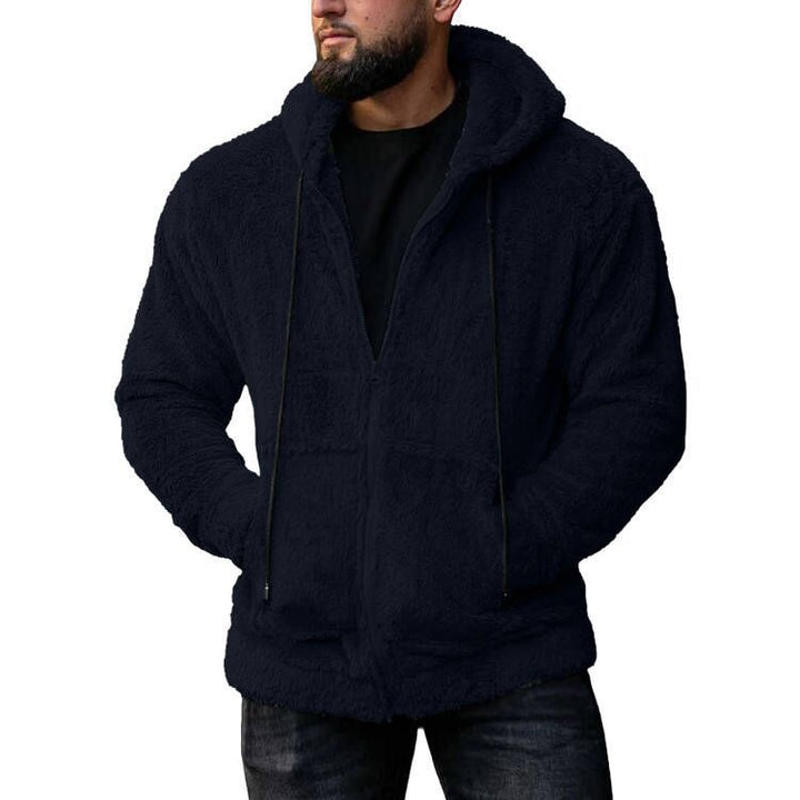 Men's cozy teddy fleece hoodie jacket with full zipper Mune Fashion