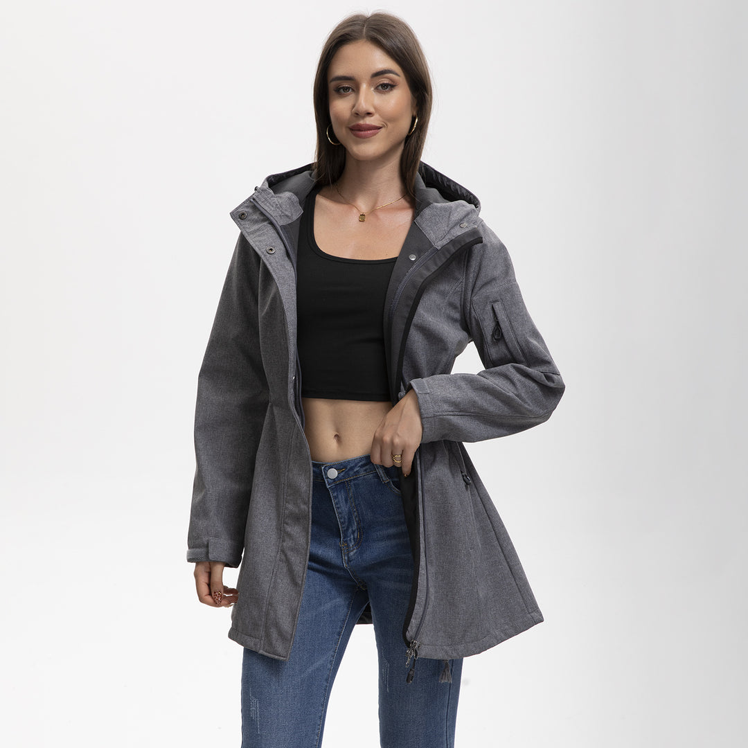 Women's nan functional softshell parka with teddy fleece lining, hood, and waist drawstring Mune Fashion