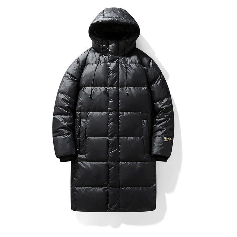 Men's longer quilted thermal down coat with hood and windproof outer shell Mune Fashion