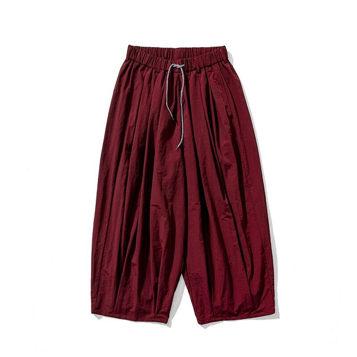 Men's wide flowing Palazzo pants with pleats and drawstring waistband Mune Fashion