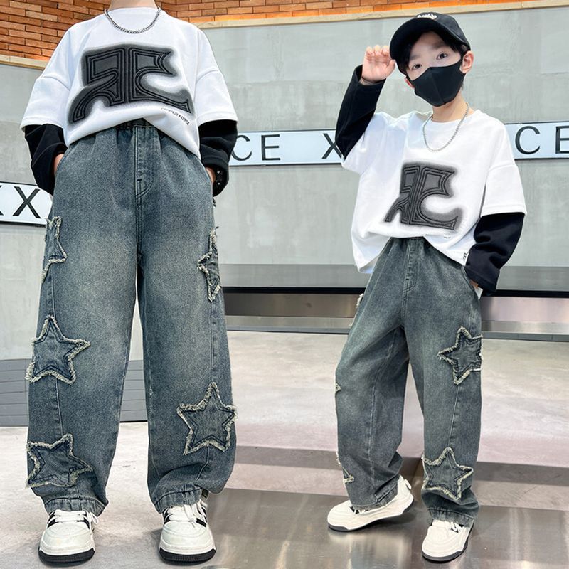 Women's Baggy Jeans with Star Applications Mune Fashion