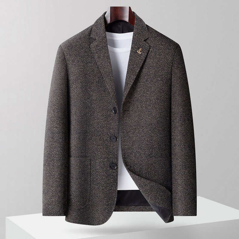 Men's single-breasted wool blend jacket with fine texture and light interior lining Mune Fashion