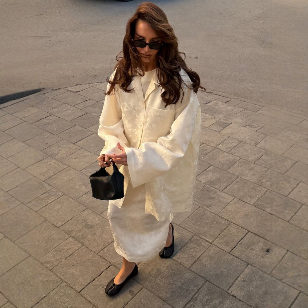 Women's Oversized Silk Look Blouson Coat with Wide Lapels and Boxy Silhouette Mune Fashion