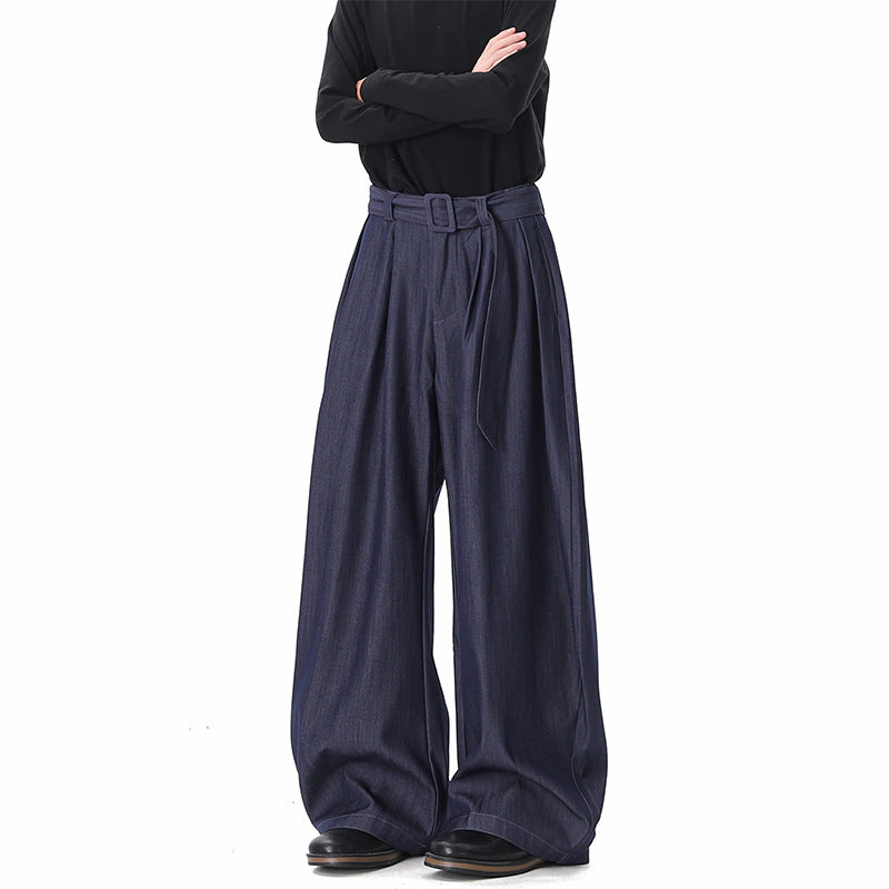 Women Wide Paperbag Pants with High Waist, Pleats and Waist Belt Mune Fashion