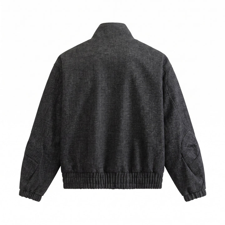 Unisex Boxy Bomber Jacket made of structured denim look with high standing collar Mune Fashion