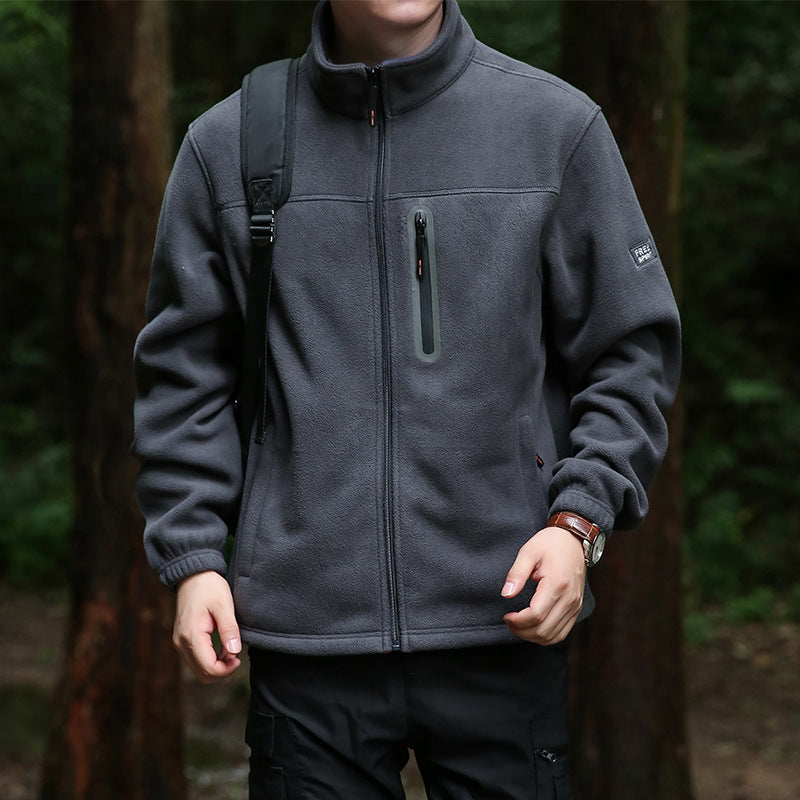 Men's fleece outdoor jacket with full zip, high collar, and water-repellent zip pocket Mune Fashion