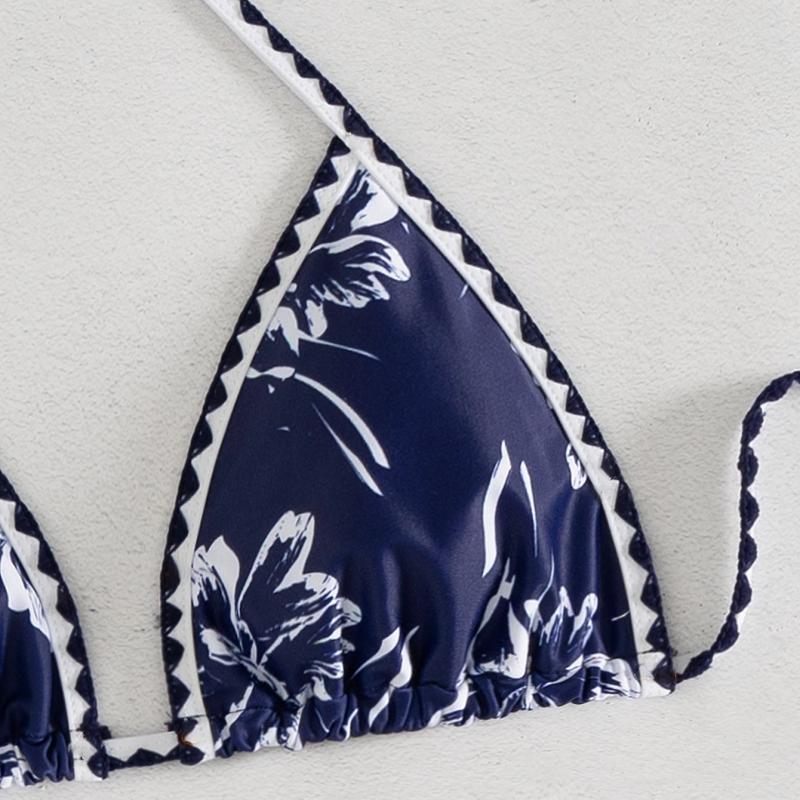 Women's triangle bikini with floral design and adjustable straps Mune Fashion