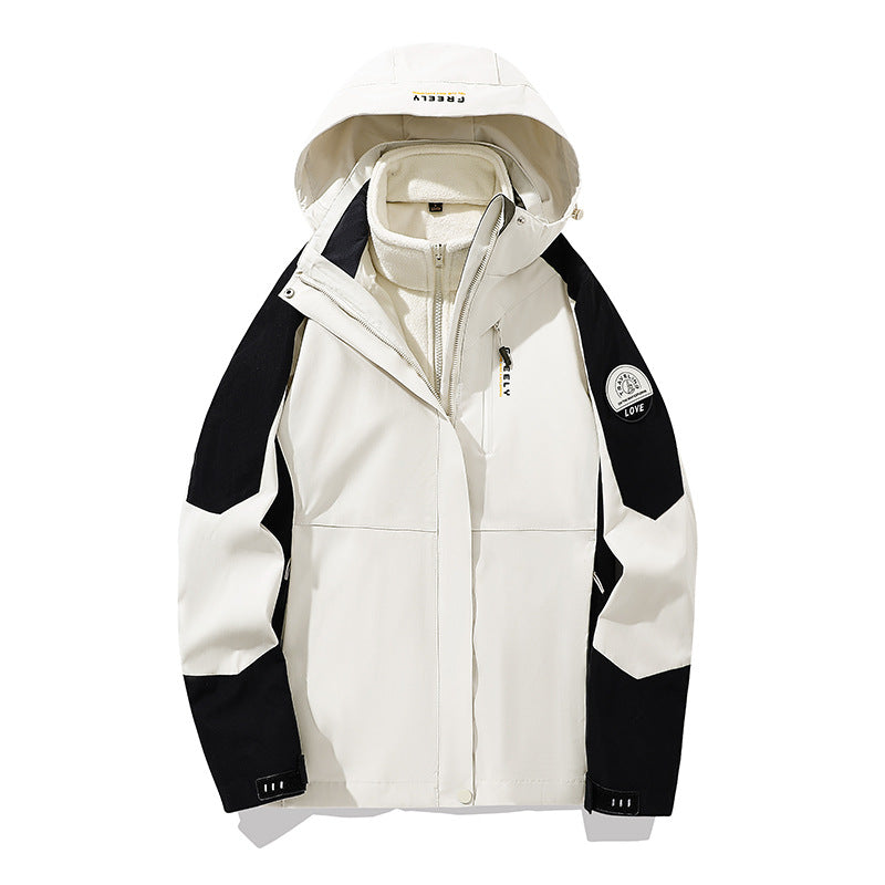 Men's non-waterproof three-piece winter jacket with removable hood and fleece inner jacket Mune Fashion
