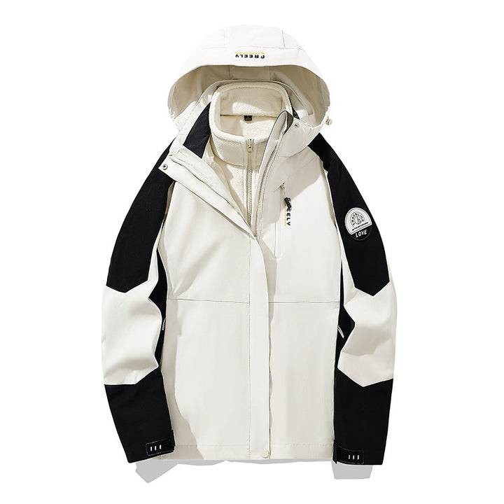 Men's non-waterproof three-piece winter jacket with removable hood and fleece inner jacket Mune Fashion