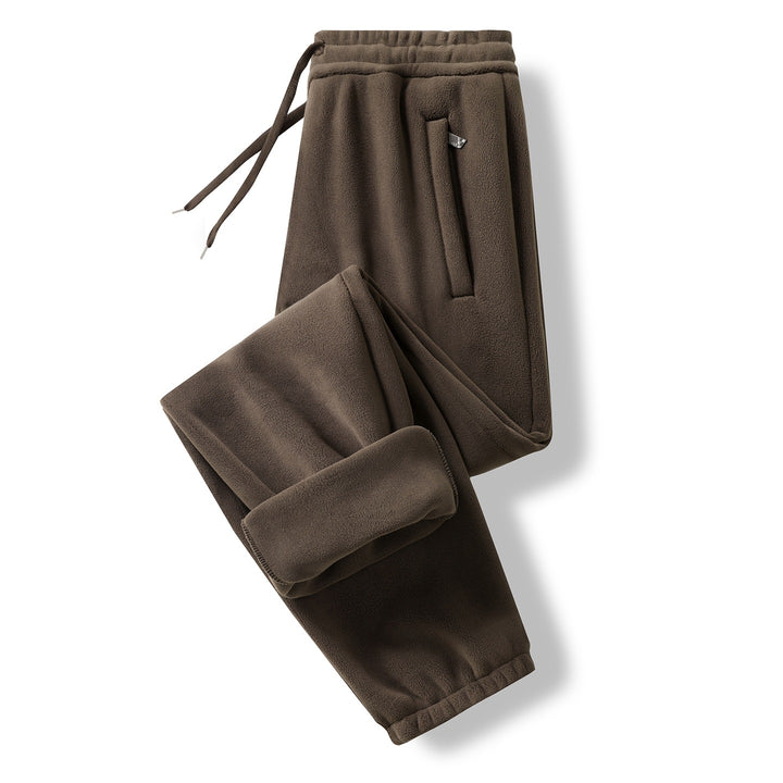 Men's Thermo-Fleece Jogging Pants with Brushed Inner Side and Drawstring Waistband