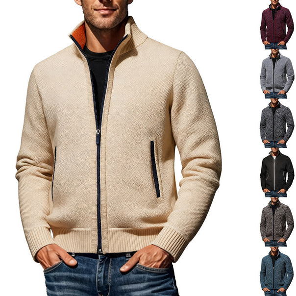 Men's knitted bomber jacket with stand-up collar and two-way zipper Mune Fashion