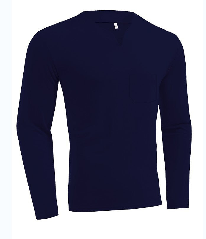 Men's long sleeve shirt with V-neck Slim Fit cotton blend and elastic comfort waistband Mune Fashion
