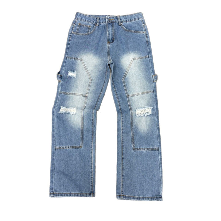 Men's Casual Cargo Jeans with Ripped Details Mune Fashion