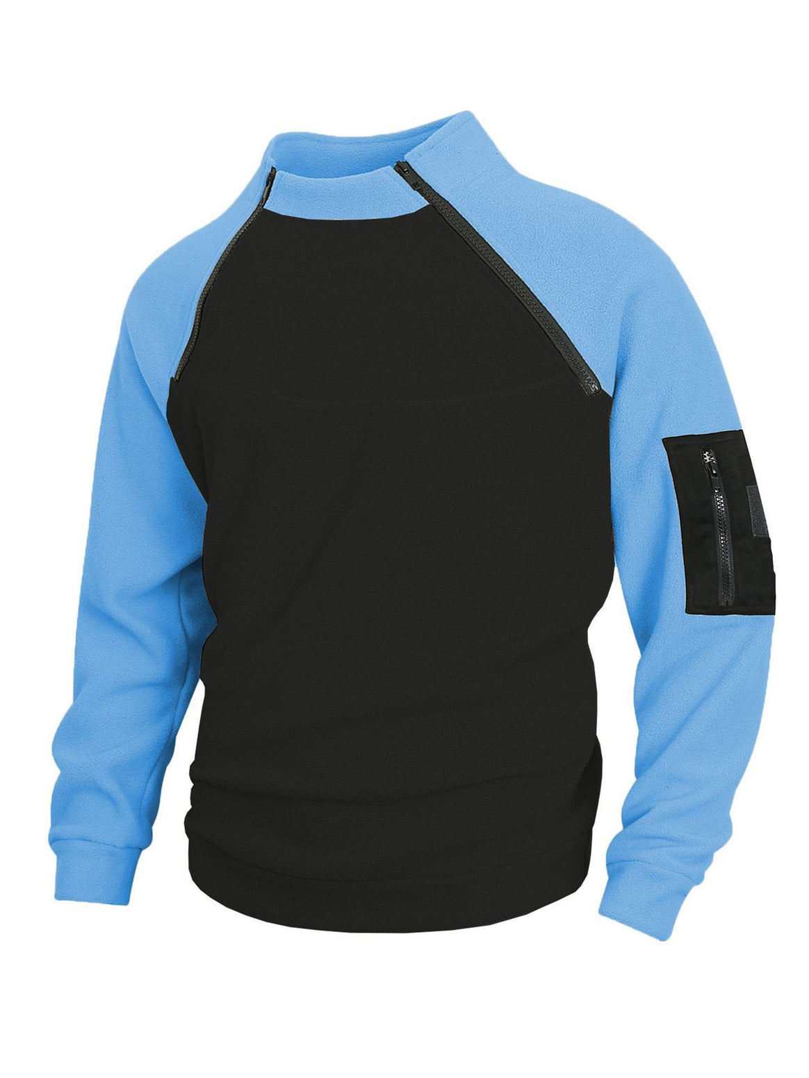 Men's nan technical fleece half-zip pullover with asymmetric shoulder zippers and zippered arm pocket Mune Fashion