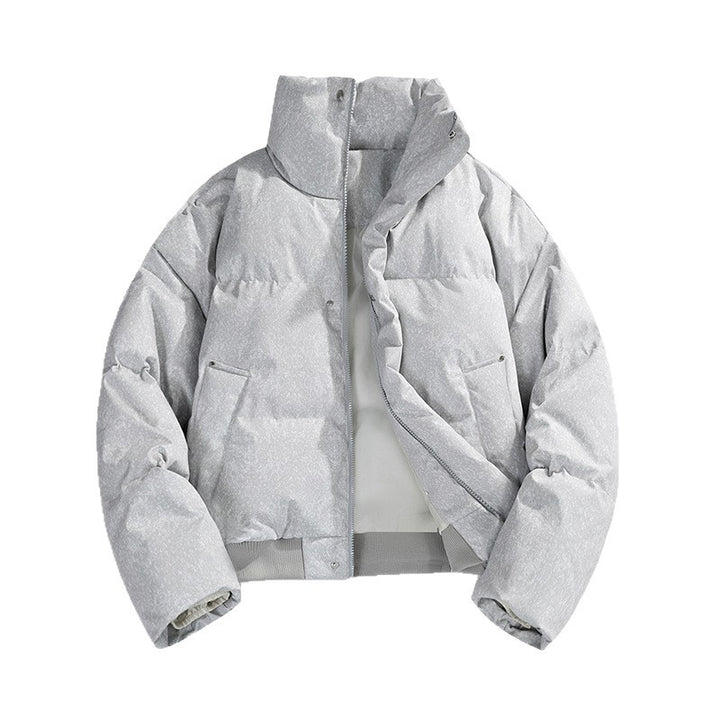 Men's short padded quilted jacket with high stand-up collar and matte structured optics Mune Fashion