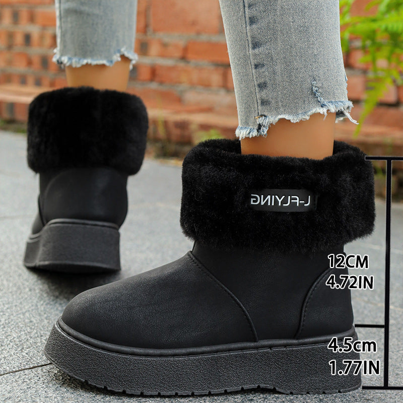 Women’s Warm Short Boots with Cozy Fur Cuff and Light Platform Sole Mune Fashion