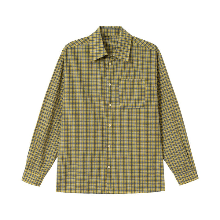 Unisex Oversize Check Shirt with boxy silhouette, straight hem and patch chest pocket Mune Fashion