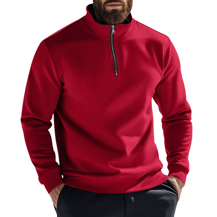 Men's nan thermal half-zip pullover with stand-up collar and warming fleece inner lining Mune Fashion
