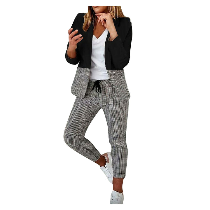 Women's Checked Slim-Fit Jogging Pants with Drawstring and Ankle-Length Cut Mune Fashion