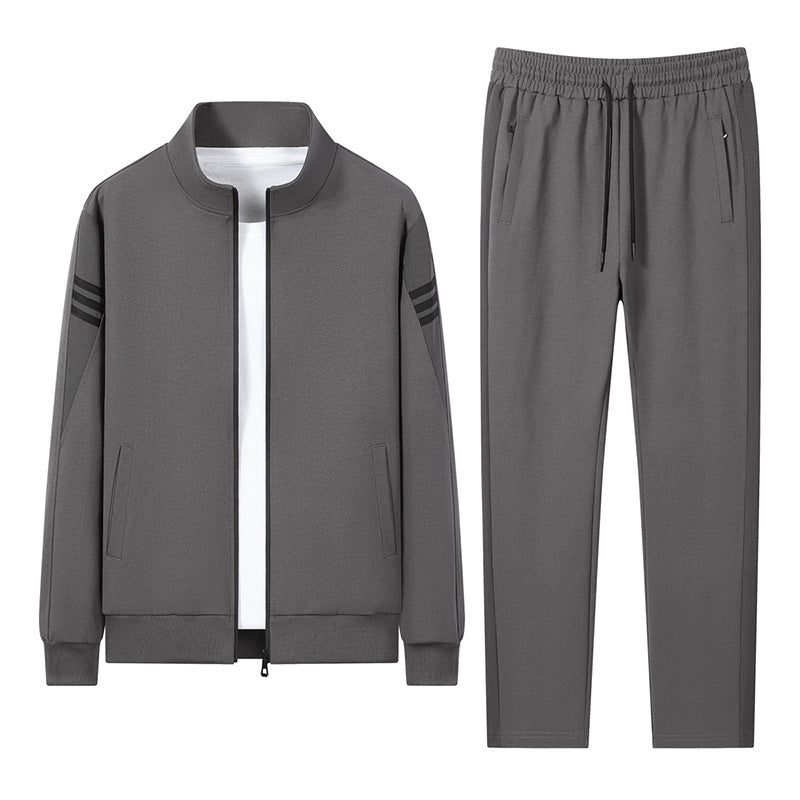 Men's casual training set with zip bomber, round neck sweatshirt, and elastic jogging pants Mune Fashion