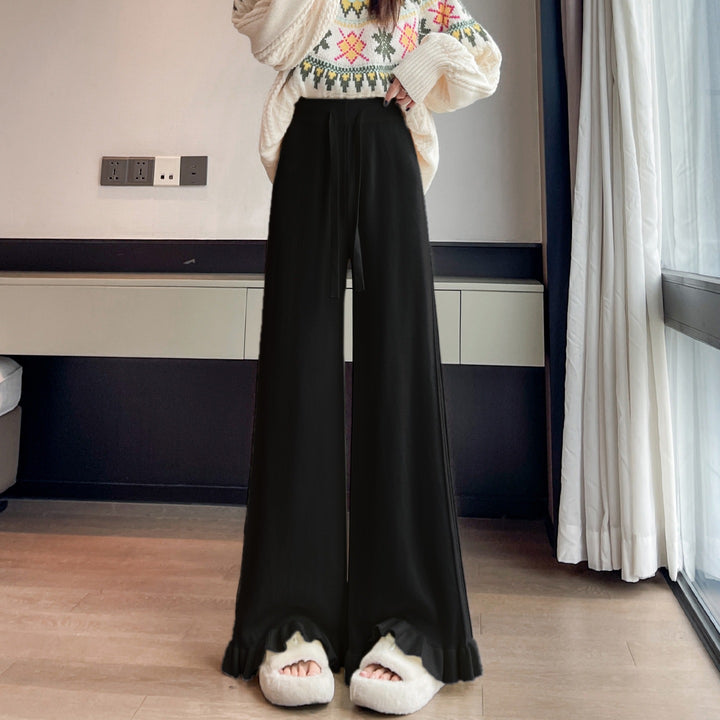 Ladies Elegant, soft lounge pants with ruffle hem Mune Fashion