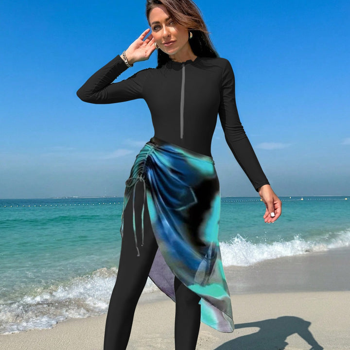 Ladies sporty long sleeve surf suit with sophisticated wrap details Mune Fashion