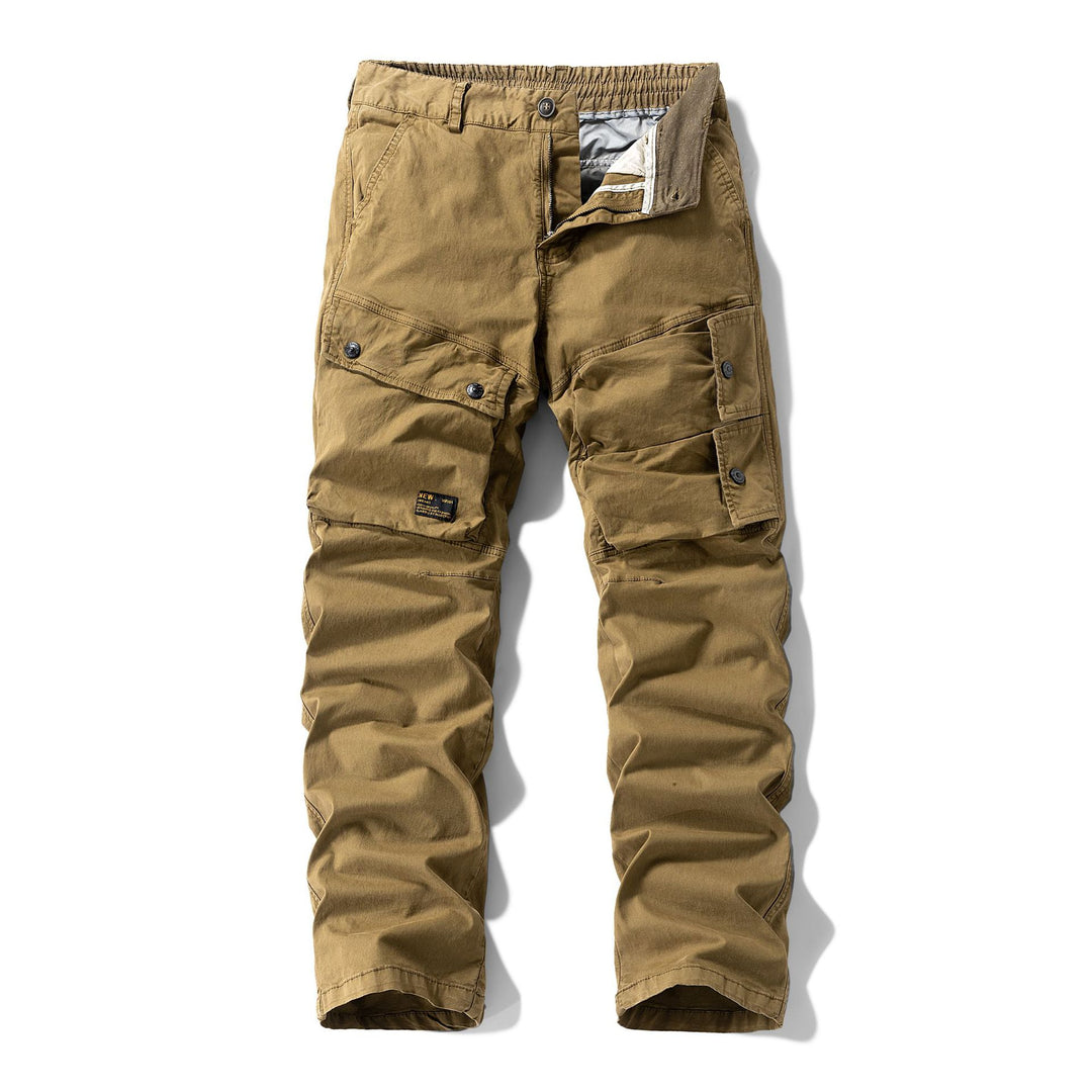 Men's Robust Canvas Cargo Pants with Elastic Waistband, Knee Panels and Flap Pockets Mune Fashion