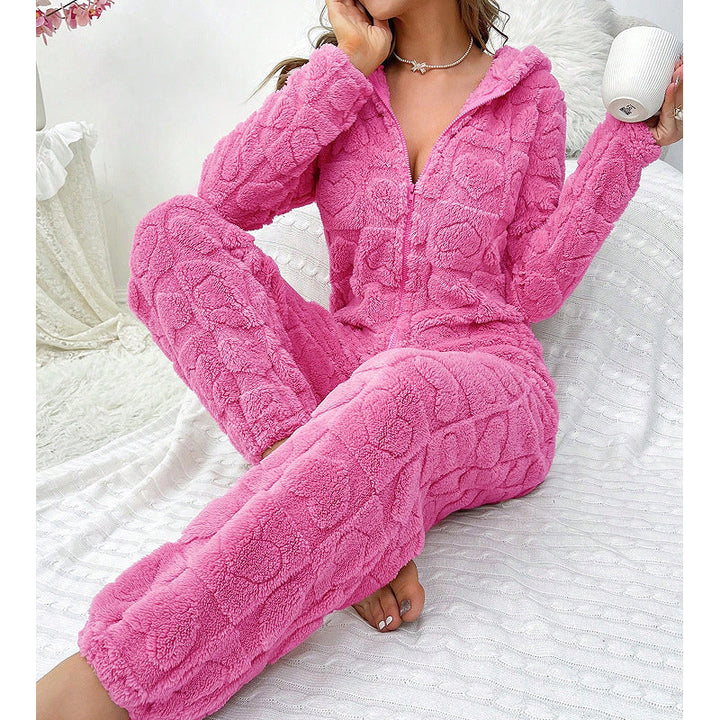 Women's Cozy Fleece Jumpsuit with Hood Mune