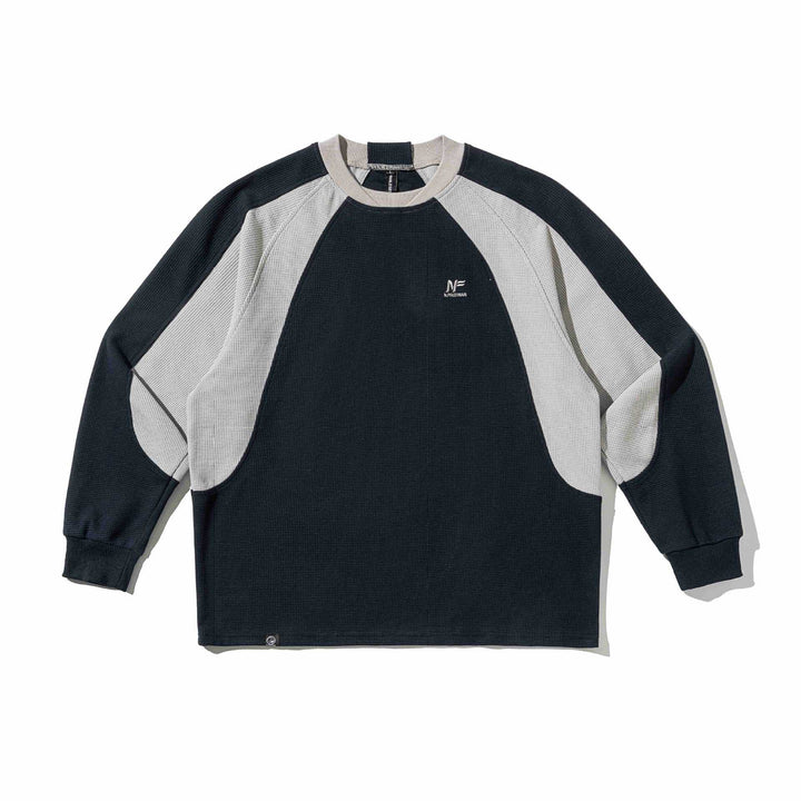 Men's waffle texture sweatshirt with raglan sleeves and contrasting inserts Mune Fashion