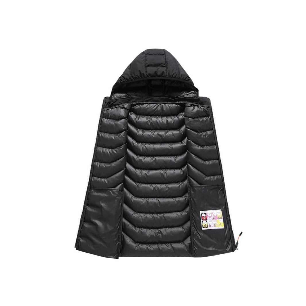 Men's Sleeveless Thermo Utility Vest with Quilted Chevron Structure, Hood and Two-Way Zipper Mune Fashion