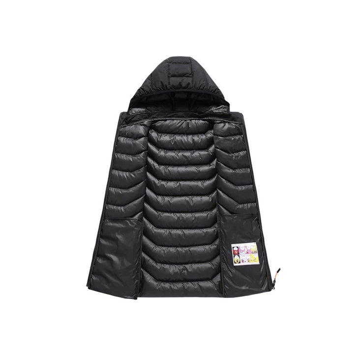 Men's Sleeveless Thermo Utility Vest with Quilted Chevron Structure, Hood and Two-Way Zipper Mune Fashion