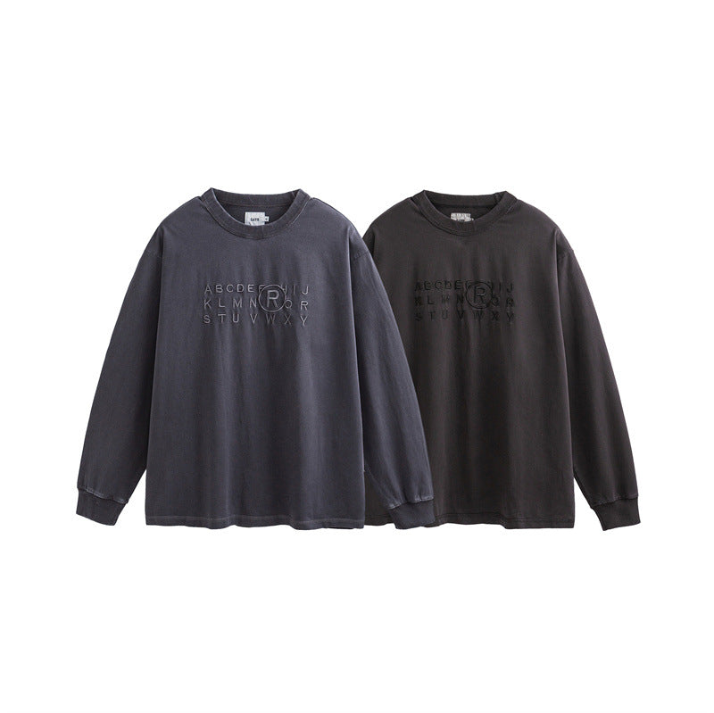 Unisex Oversize Long Sleeve Sweatshirt with Relief Logo and Vintage Washed Cotton Blend Mune Fashion