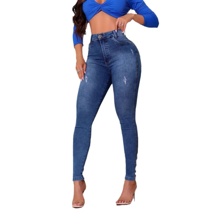Women's nan Highwaist Sculpt Skinny Jeans with light distressed look and shaping fit Mune Fashion