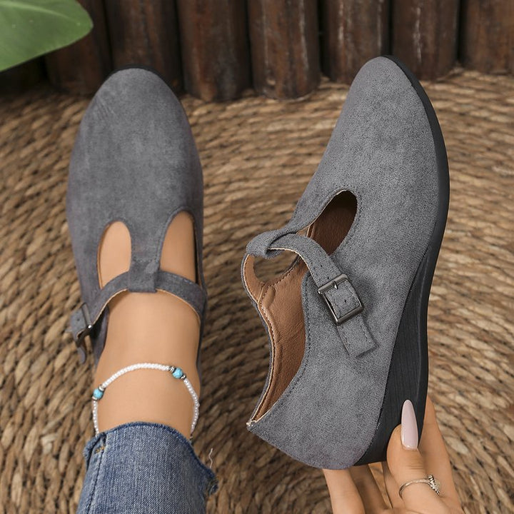 Ladies Slip-on Wedge Ballerina with Low Wedge Heel and Padded Comfort Insole Mune Fashion