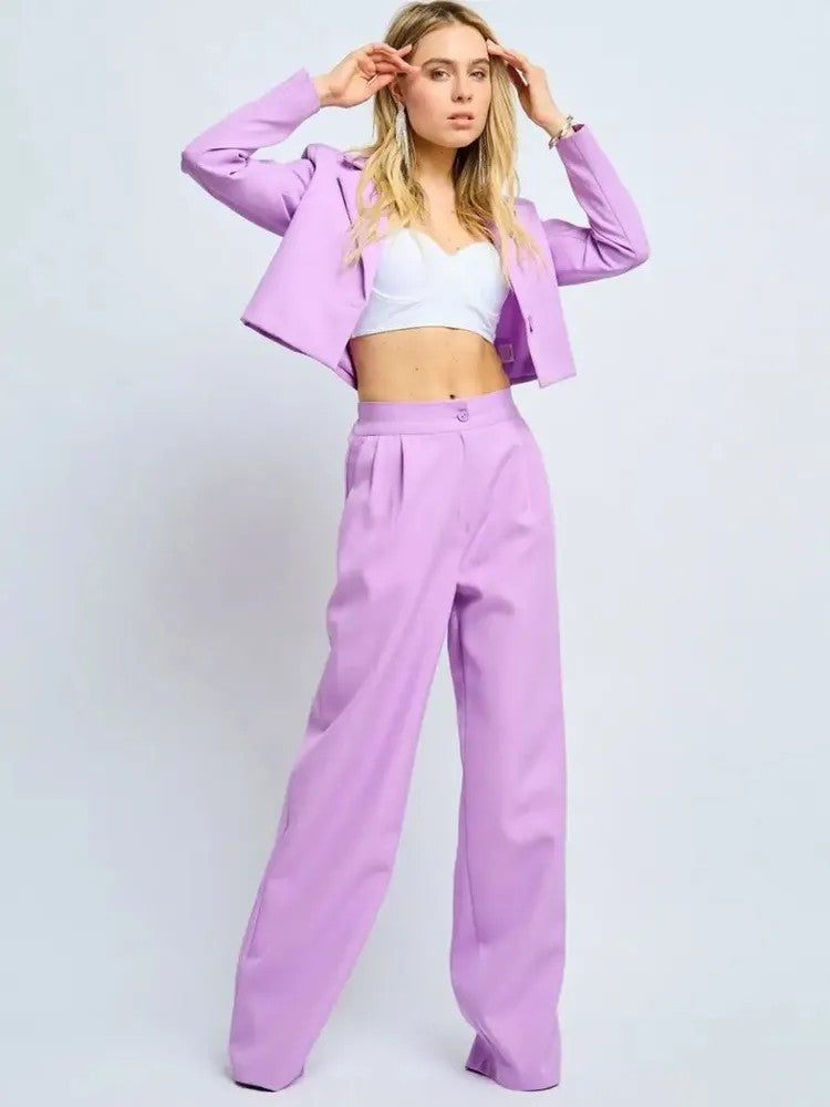 Women's two-piece set with cropped blazer