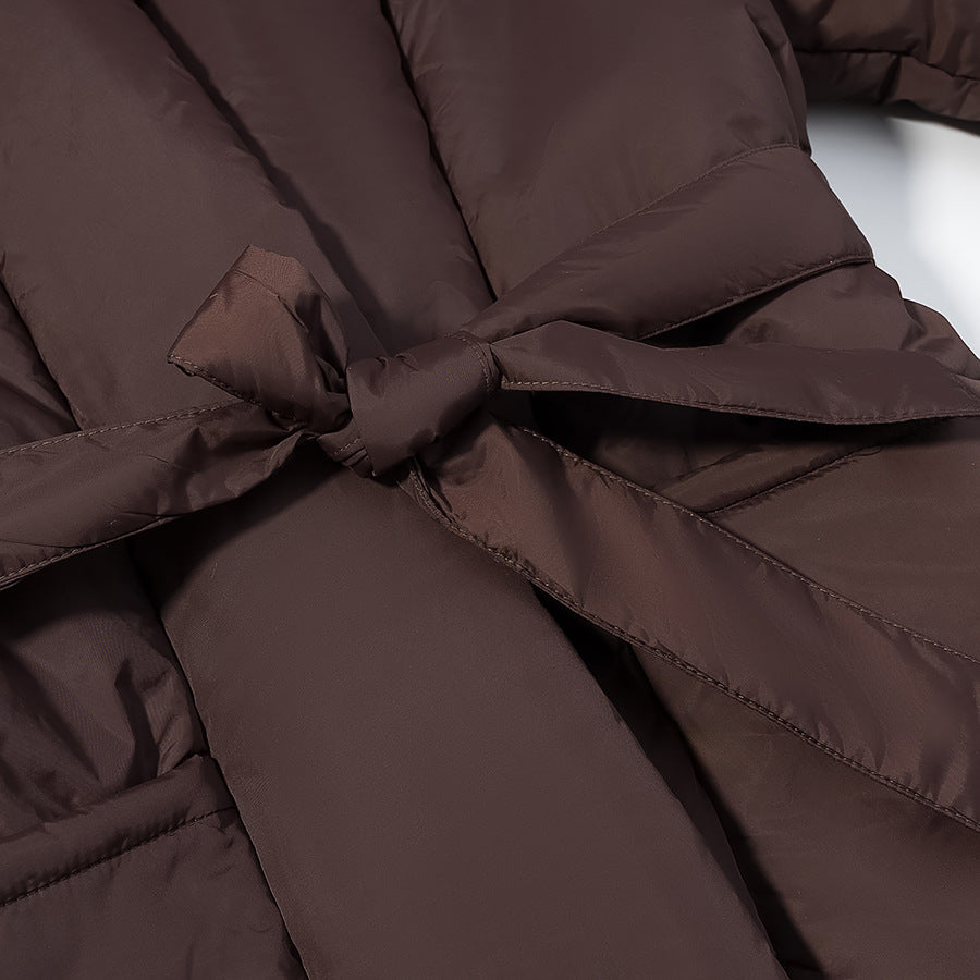 Women's Quilted Waistbelt Quilted Jacket with Shawl Collar Mune Fashion