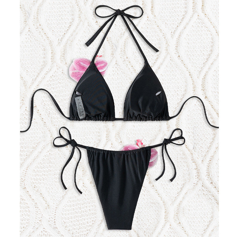 Women's Triangle Bikini with Decorative Orchid Details Mune Fashion