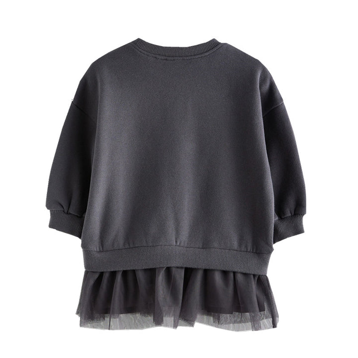 Girls sweatshirt with tulle underskirt and animal appliqués Mune Fashion