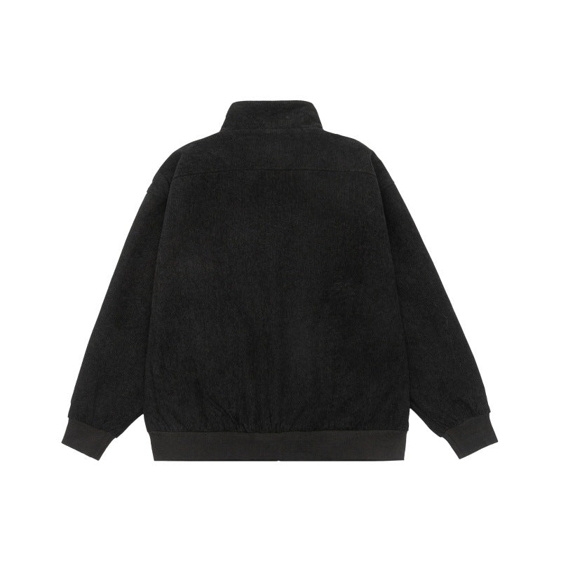 Unisex Teddy-Fleece Bomber Jacket with Stand-Up Collar and Snap Pockets Mune Fashion