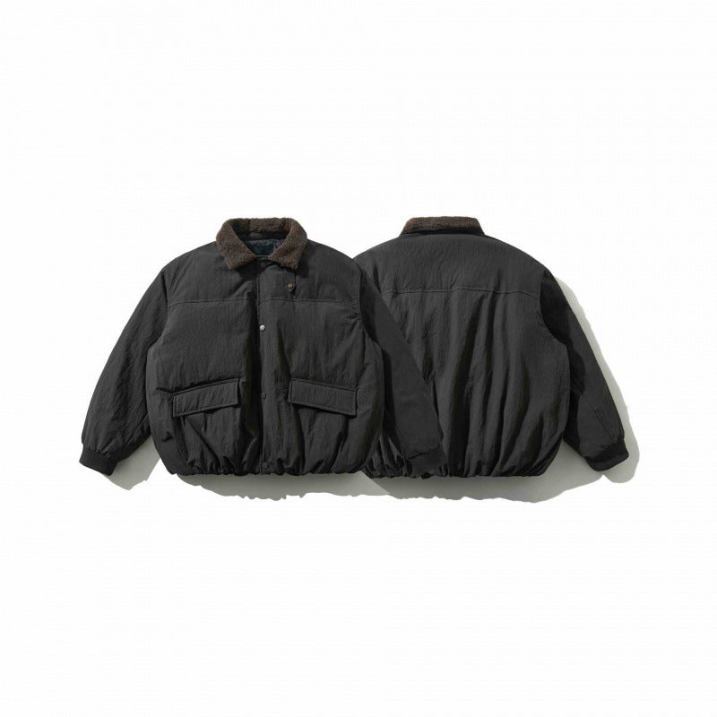 Men's Padded Bomber Jacket with Teddy Collar, Flap Pockets and Elastic Hem Mune Fashion
