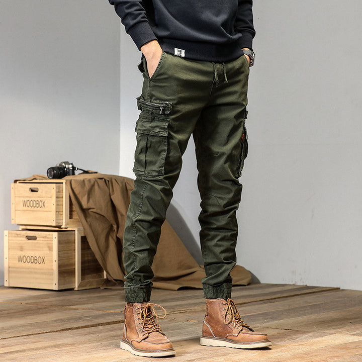Men's Slim Utility Cargo Joggers made of Ripstop with Elastic Waistband, Drawstring, and Multiple Pockets Mune Fashion