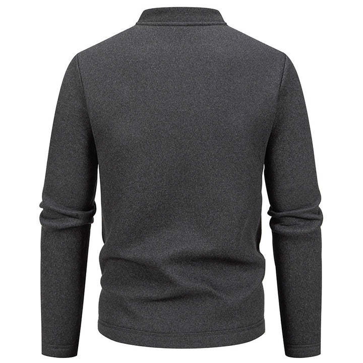 Men's Stand Collar Cardigan with Button Placket and Lightweight Wool Blend Mune Fashion