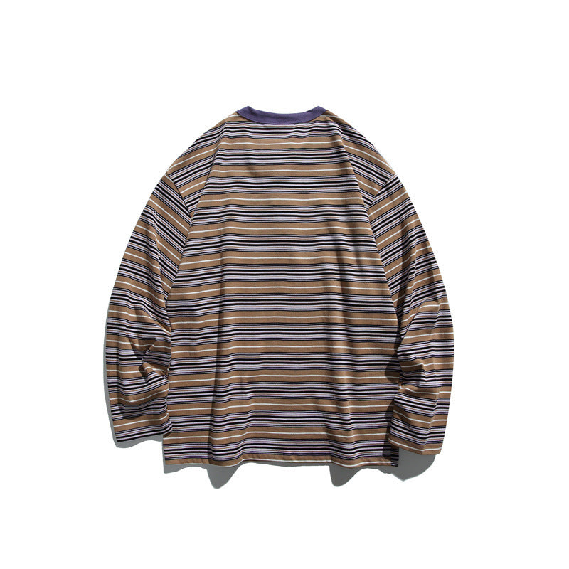 Unisex Striped Long Sleeve Henley Shirt in Oversized Relaxed Fit Mune Fashion