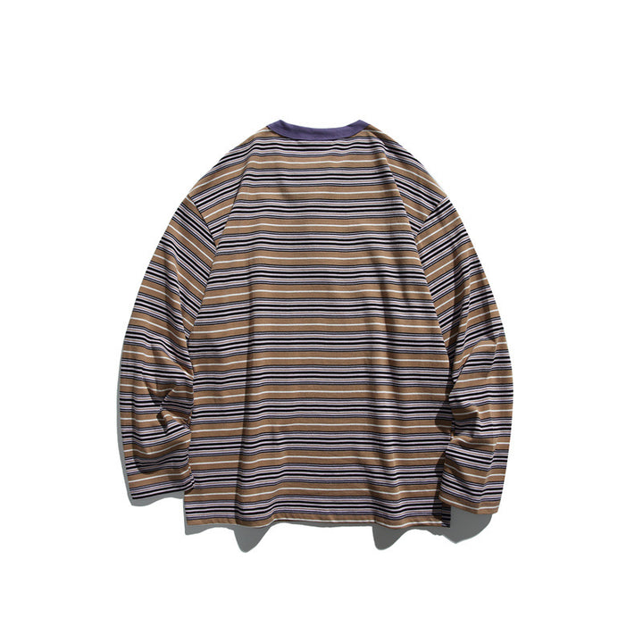 Unisex Striped Long Sleeve Henley Shirt in Oversized Relaxed Fit Mune Fashion