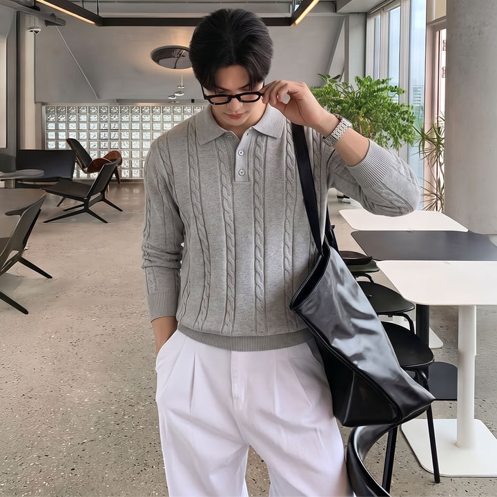 Men's Fashionable Chunky Knit Sweater with Stand-Up Collar Mune Fashion